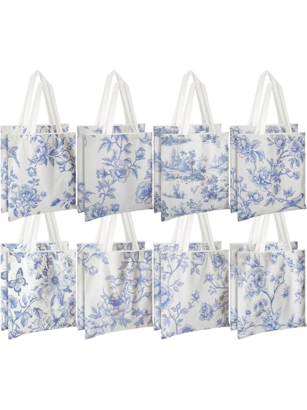 Chic Floral Canvas Tote Bag - Aesthetic Reusable Grocery & Travel Bag for Women
